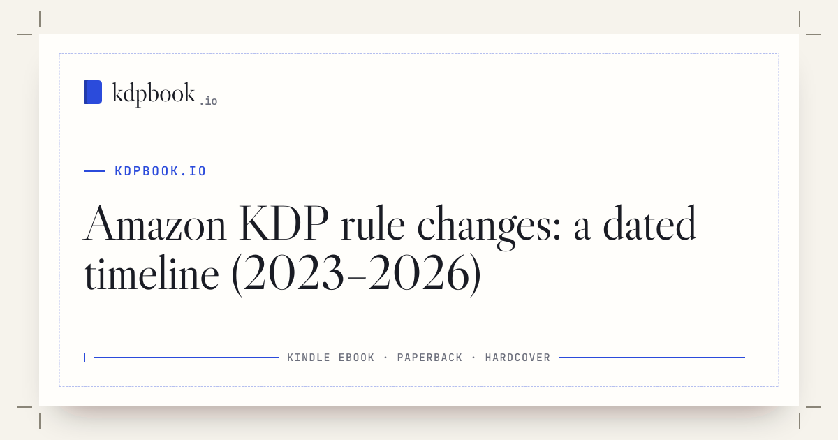 KDP rule changes: a dated timeline (2023–2026) · kdpbook.io