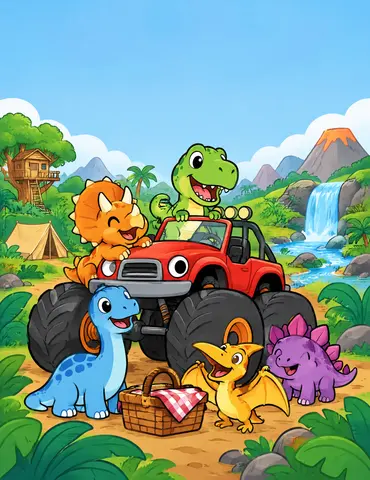 Cover of Tiny Dinos, Big Adventures, kids' coloring book by Budget Store