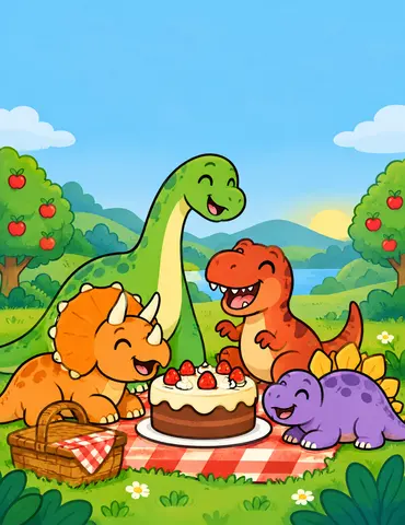 Cover of Dinosaur Picnic, kids' coloring book by kdpbook Studio