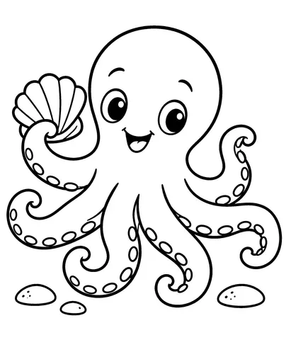Octopus Shell Hug Color the octopus and its special shell.