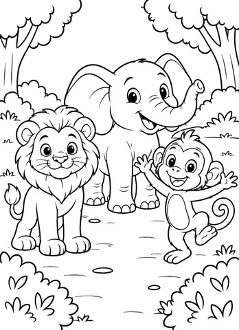 Page 7 of The Little Animal Friends: A Colouring Story Adventure