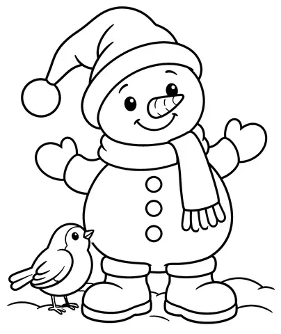 Snowman's Cozy Hat Color the snowman and his silly hat.