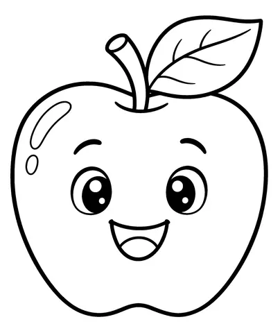 Apple Color the apple and its leaf.