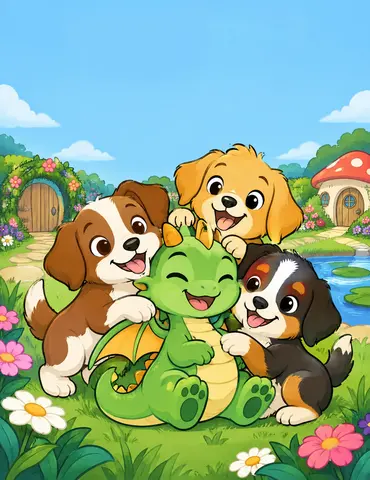 Cover of Puppies and Little Spells, kids' coloring book by VaRus