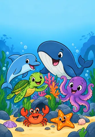 Cover of Ocean Pals to Color, kids' coloring book by Cape and Crayon