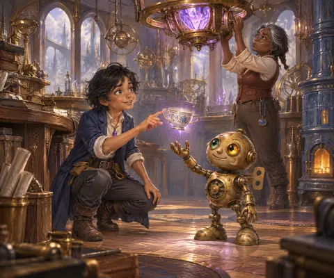 Chapter One: A Minute Gone The cup slipped from the apprentice’s elbow—and stopped falling. Tea trembled above its rim…
