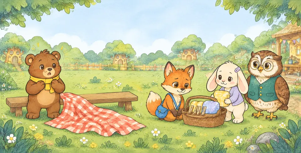 Back on the lawn, they draped the cloth across benches. Four clips waited in the basket. Pip tugged first. Flump!