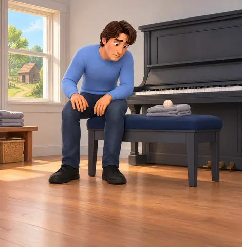 He sat as lightly as a giant could.
