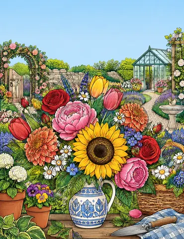 Cover of The Flower Pattern Garden, adult coloring book by Mohamad Sleem