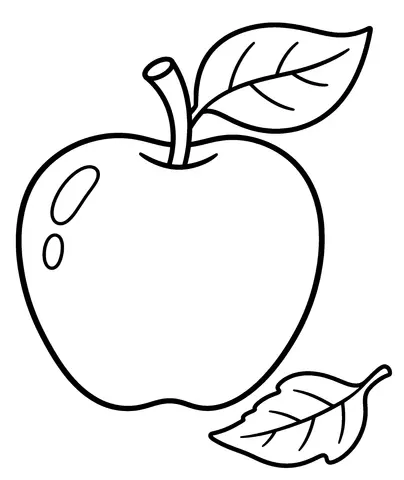 A Shiny Apple Color the apple and its little leaf.