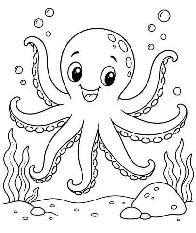 Octopus Arm Party Color each arm and the round head.