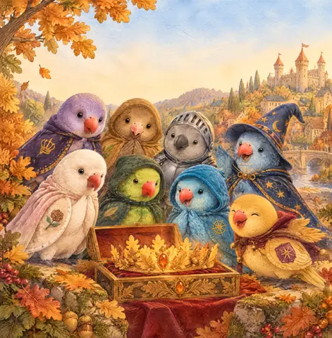 Cover of Feather & Fable: The Autumn Crown, a picture book by Anda Sorina