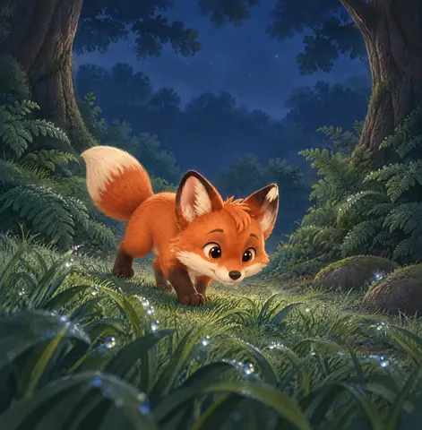 He follows the brightest ones. The trail leads into the dark woods.