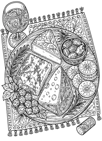 Page 9 of The Wine & Cheese Coloring Book