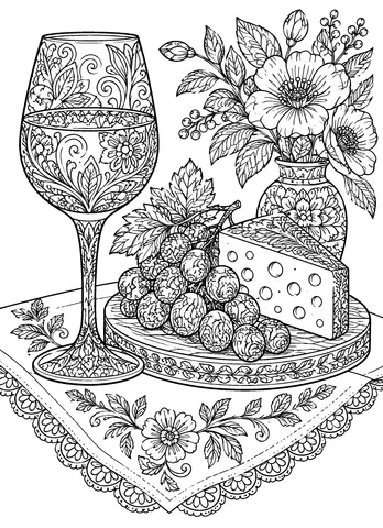 Page 7 of The Wine & Cheese Coloring Book