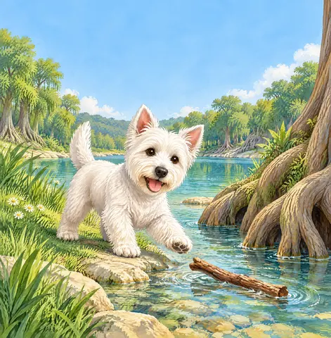 Cover of Olly and the Guadalupe River, picture book by White Dog Books