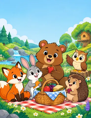 Cover of Cute Woodland Animals: A Coloring Book for Kids Ages 4–8, kids' coloring book by NIRANJAN A I