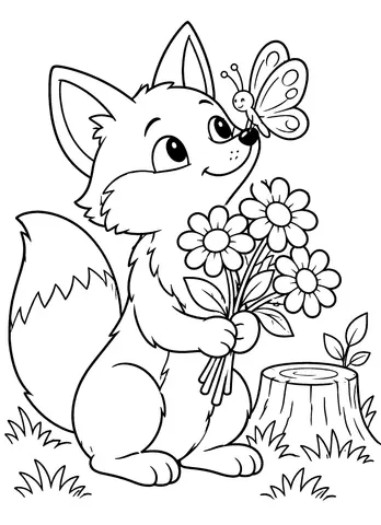 Page 7 of Cute Woodland Animals: A Coloring Book for Kids Ages 4–8