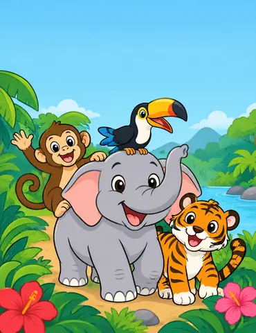 Cover of Les animaux de la jungle à colorier, a kids' coloring book by melissa