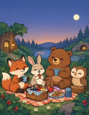 Cover of Little Forest Friends at Play, a kids' coloring book by Orens Jordy AGBANGLA