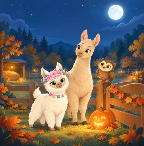 Cover of Lola the Llama and the Halloween Hoot, a picture book by Madison Bebis