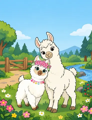 Cover of Lola the Llama: Into the Forest (copy), kids' coloring book by Madison Bebis