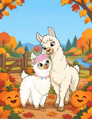 Cover of Lola the Llama’s Halloween Forest, a kids' coloring book by Madison Bebis
