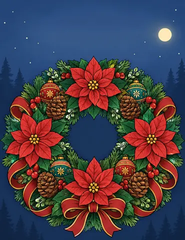 Cover of Poinsettia & Pine Christmas Mandalas, adult coloring book by TikTok Account