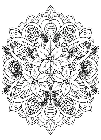 Page 9 of Poinsettia & Pine Christmas Mandalas