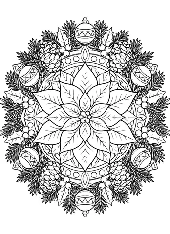 Page 7 of Poinsettia & Pine Christmas Mandalas