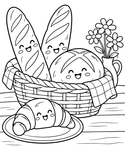 Bakery Basket Color the bread basket and the croissant.