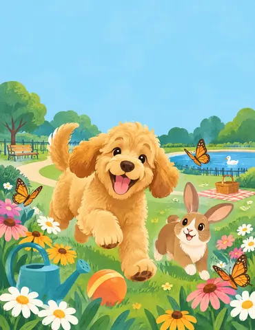 Cover of Puppy Days at the Park, a kids' coloring book by Corrine Apostolopoulou