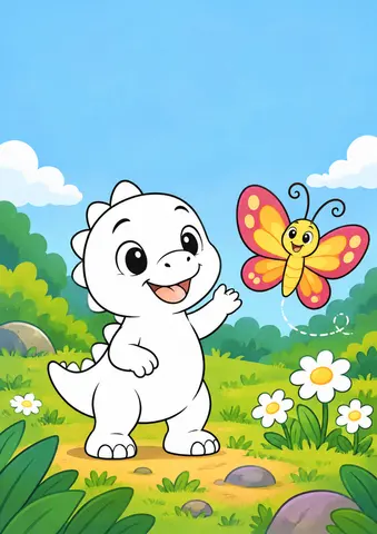 Cover of The Waving Baby Dinosaur, kids' coloring book by Deepika D