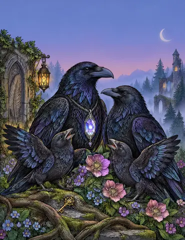 Cover of Ravens of the Enchanted Realm, an adult coloring book by Deadraven publishings