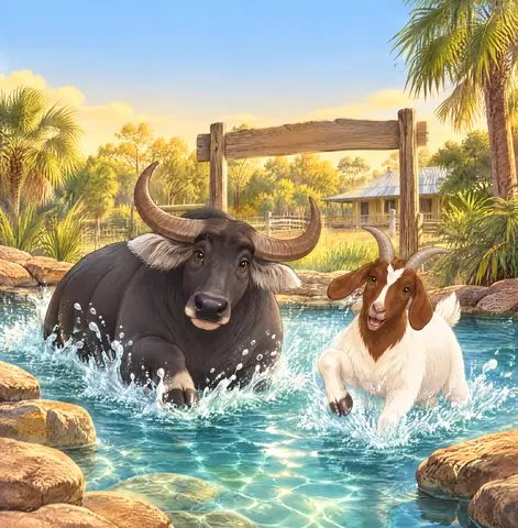 Cover of Charlie and Chops at Mataranka, picture book by Maxine Nankervis
