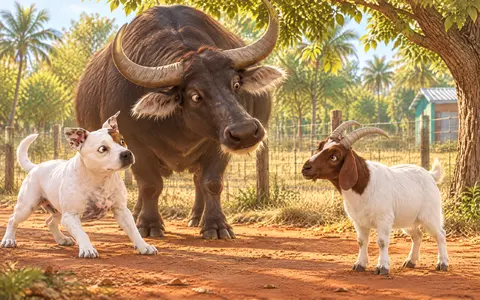 The other was a much smaller, very curious goat. "Ooooooh!" said Chops. "Who's that?" Chops Says Hello