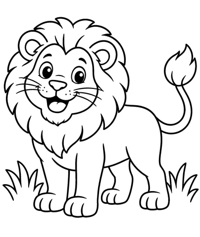 Lion in Grass Color the lion, from mane to tail.
