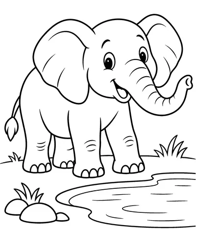 Elephant's Big Ears Color the elephant and point to its trunk.