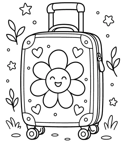 Flower Badge Shade the suitcase's big flower badge.