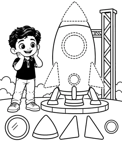 Adam's Runaway Rocket! Oh no! Adam's rocket is zooming away! Find and circle the 5 missing rocket parts so he can fix it!
