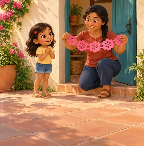 “They’re holding hands!” said Maya as Mom opened the flowers.