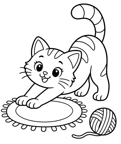 Cat Stretch Color the stretchy cat and its yarn ball.