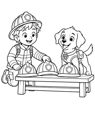 Equipment Check Find three helmets, then color Max and Spark.