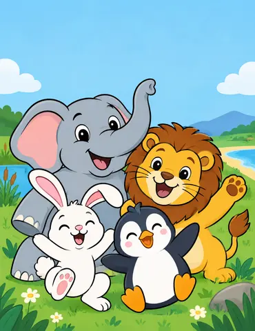 Cover of Big Shapes, Happy Animals, kids' coloring book by Sandeep Sharma