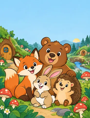 Cover of Cozy Woodland Friends, kids' coloring book by The Real Author