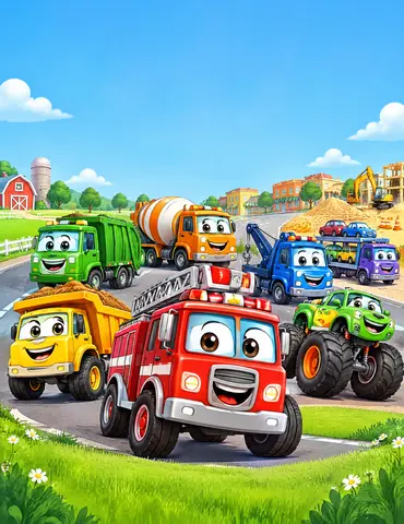 Cover of The trucks, a kids' coloring book by Kimy MNK