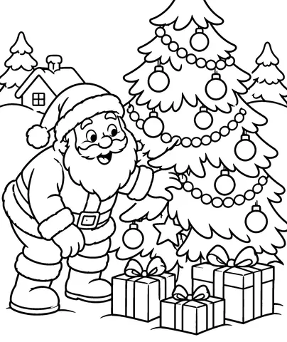 Le sapin coquet Colorie les décorations : ce sapin veut faire la fête !