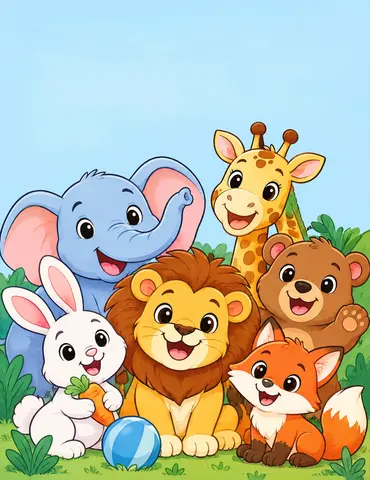 Cover of My First Cute Animal Coloring Book, kids' coloring book by Doodlumi Press