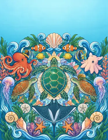 Cover of Tides in Symmetry, adult coloring book by Linda Wallace