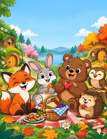 Cover of Cozy Woodland Friends to Color, a kids' coloring book by R2K Rajeev